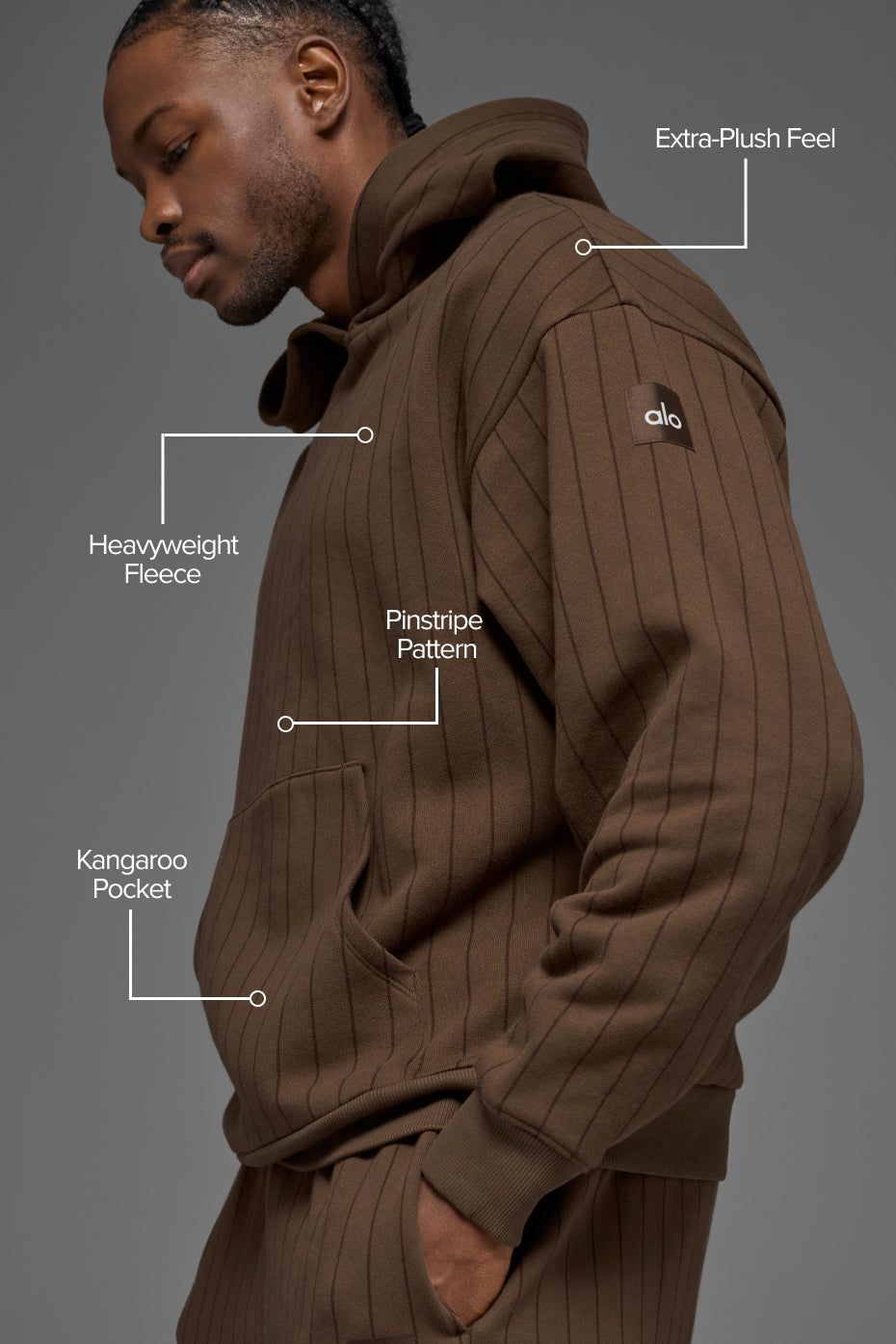 Pinstripe Hoodie - Espresso Pinstripe — photo 2