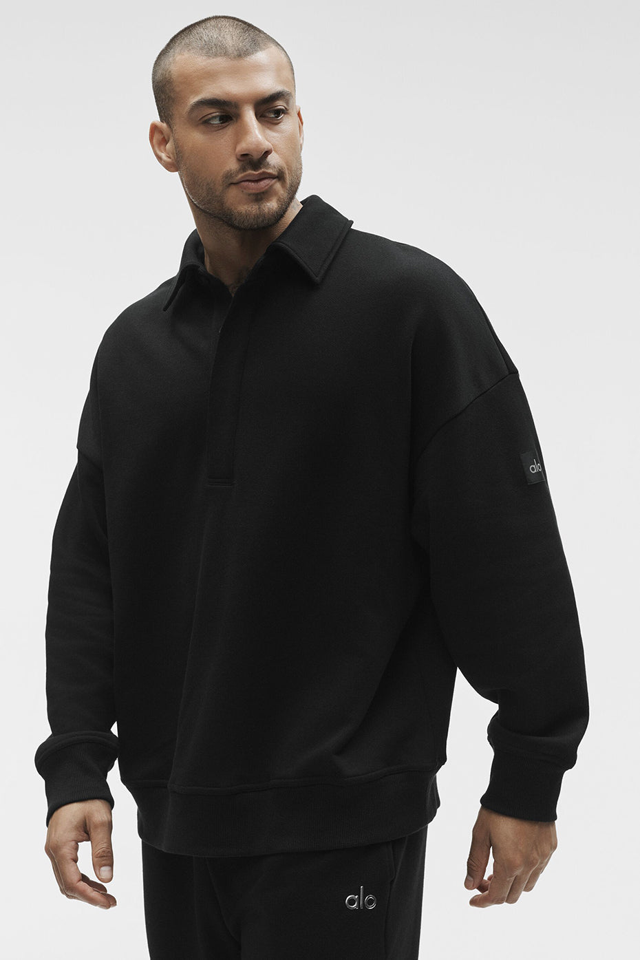 Take It Easy Long Sleeve Henley Pullover - Black — photo 1