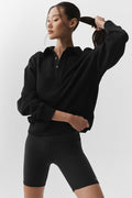 Take It Easy Long Sleeve Henley Pullover - Black — photo 1