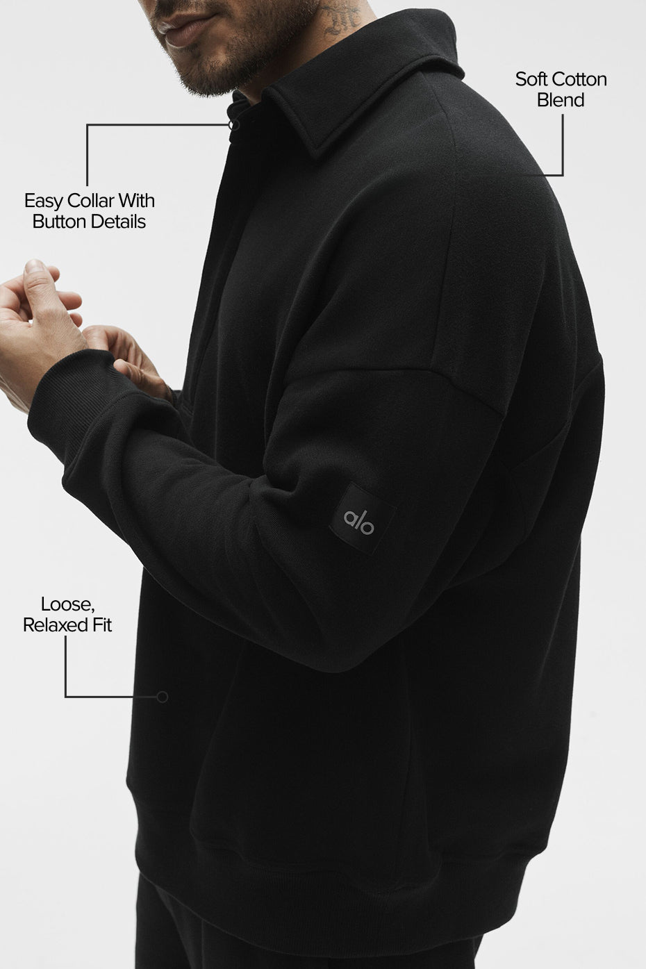Take It Easy Long Sleeve Henley Pullover - Black — photo 2