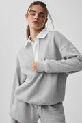 Take It Easy Long Sleeve Henley Pullover - Athletic Heather Grey/White — photo 1