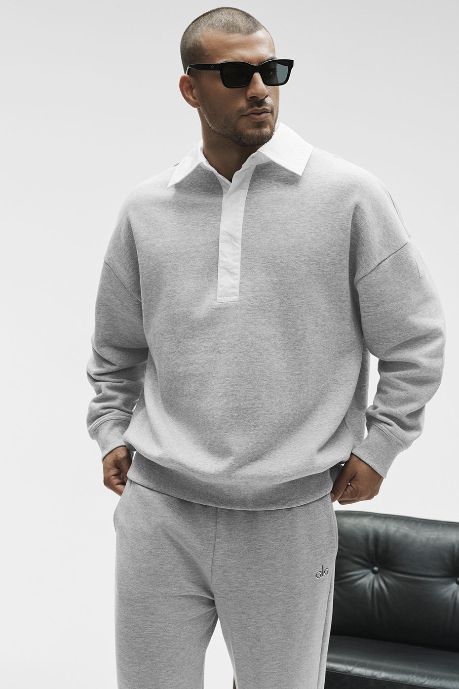 Take It Easy Long Sleeve Henley Pullover - Athletic Heather Grey/White — photo 3