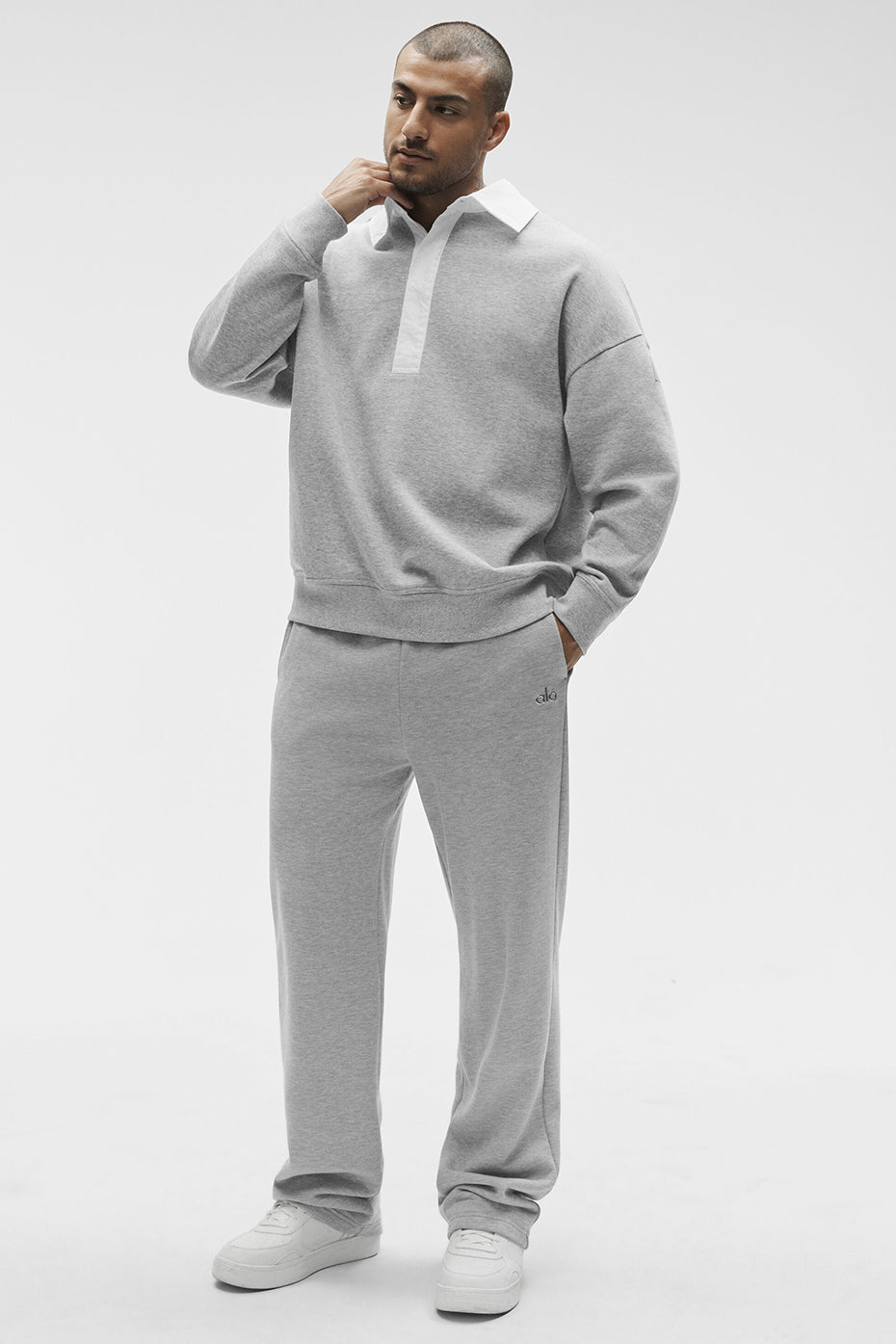 Take It Easy Long Sleeve Henley Pullover - Athletic Heather Grey/White — photo 6
