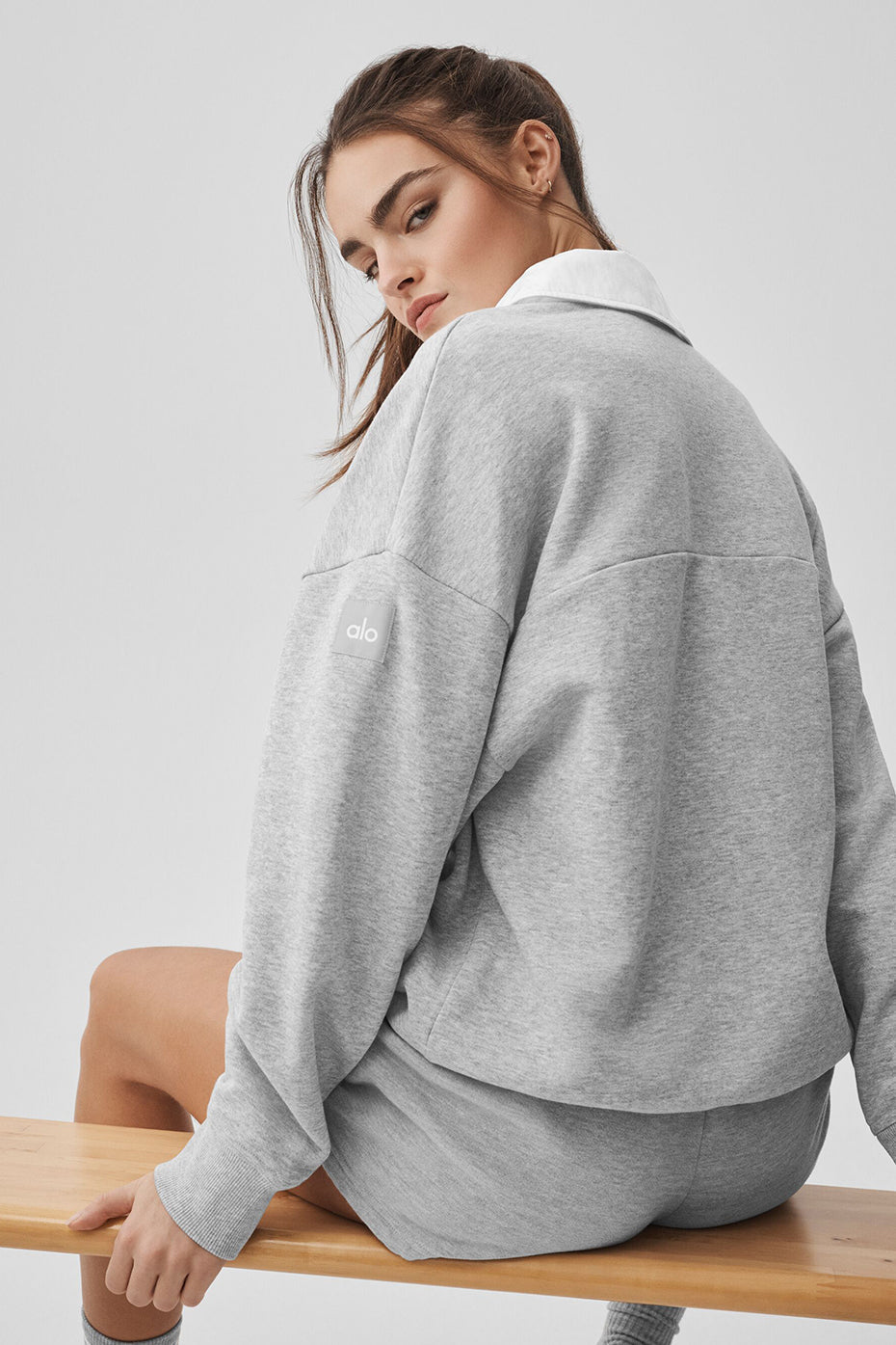 Take It Easy Long Sleeve Henley Pullover - Athletic Heather Grey/White — photo 3