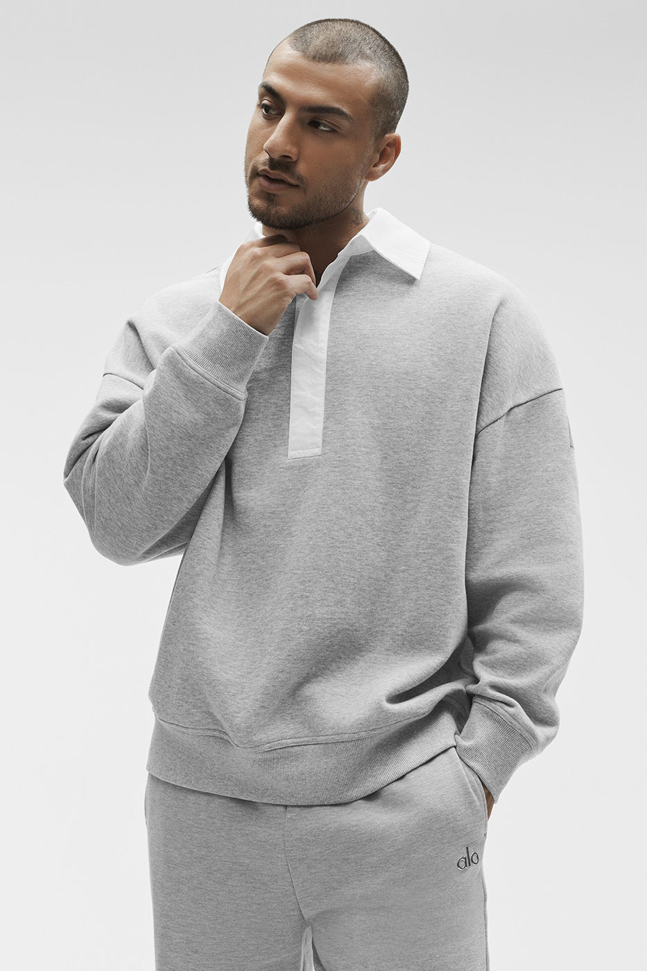 Take It Easy Long Sleeve Henley Pullover - Athletic Heather Grey/White — photo 5