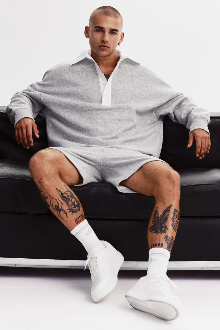 Take It Easy Long Sleeve Henley Pullover - Athletic Heather Grey/White — photo 1