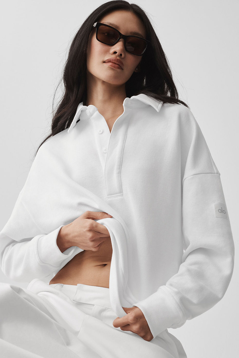 Take It Easy Long Sleeve Henley Pullover - White — photo 3