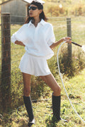 Take It Easy Long Sleeve Henley Pullover - White — photo 1