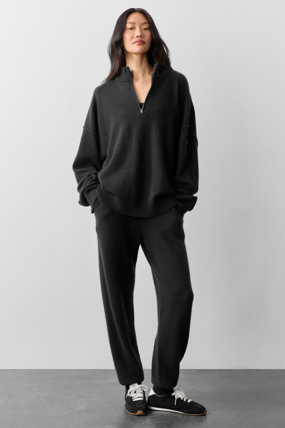 Wool Cashmere New Class 1/4 Zip Pullover - Black — photo 5