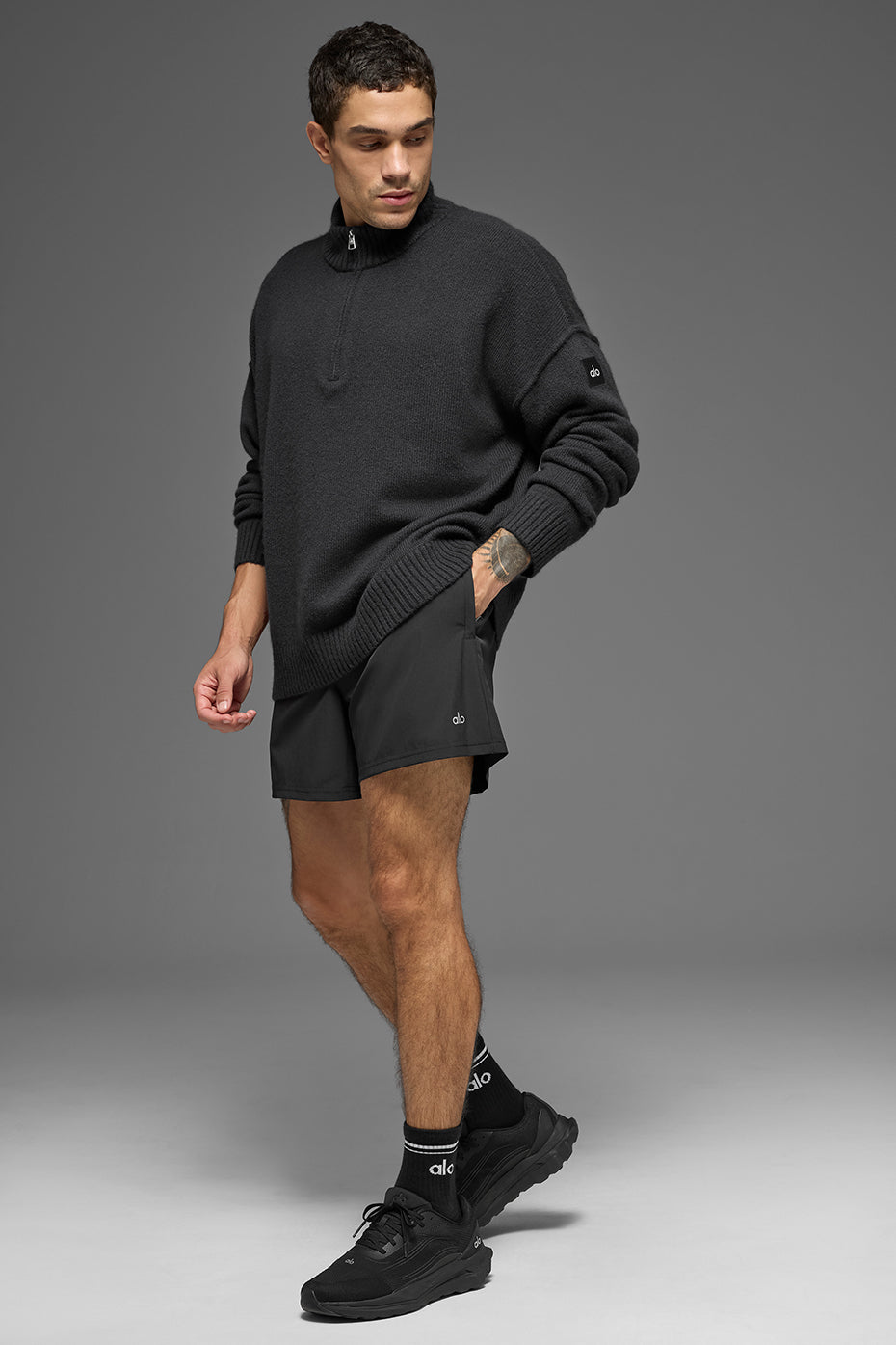 Wool Cashmere New Class 1/4 Zip Pullover - Black — photo 5