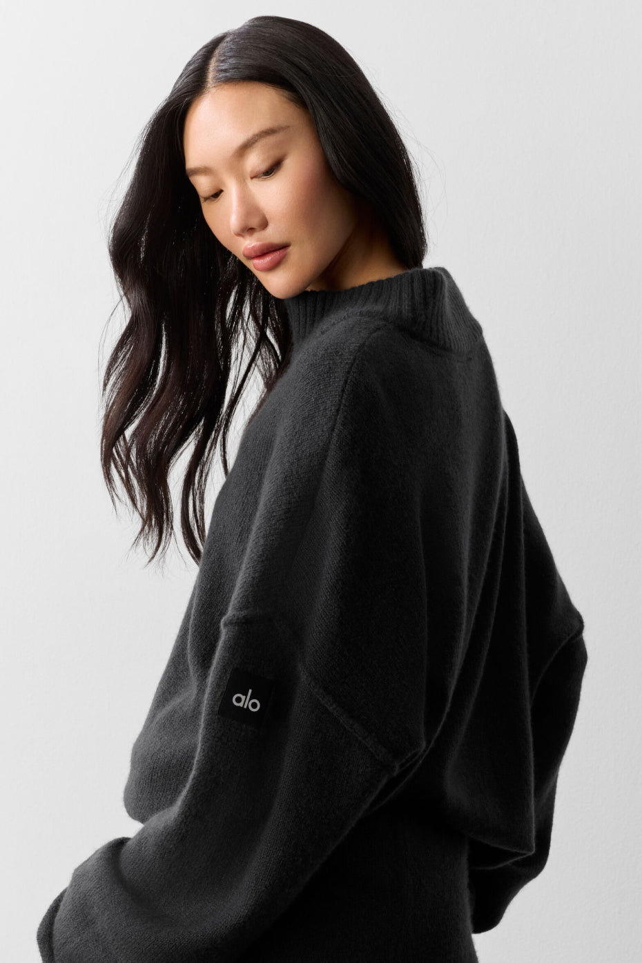 Wool Cashmere New Class 1/4 Zip Pullover - Black — photo 4