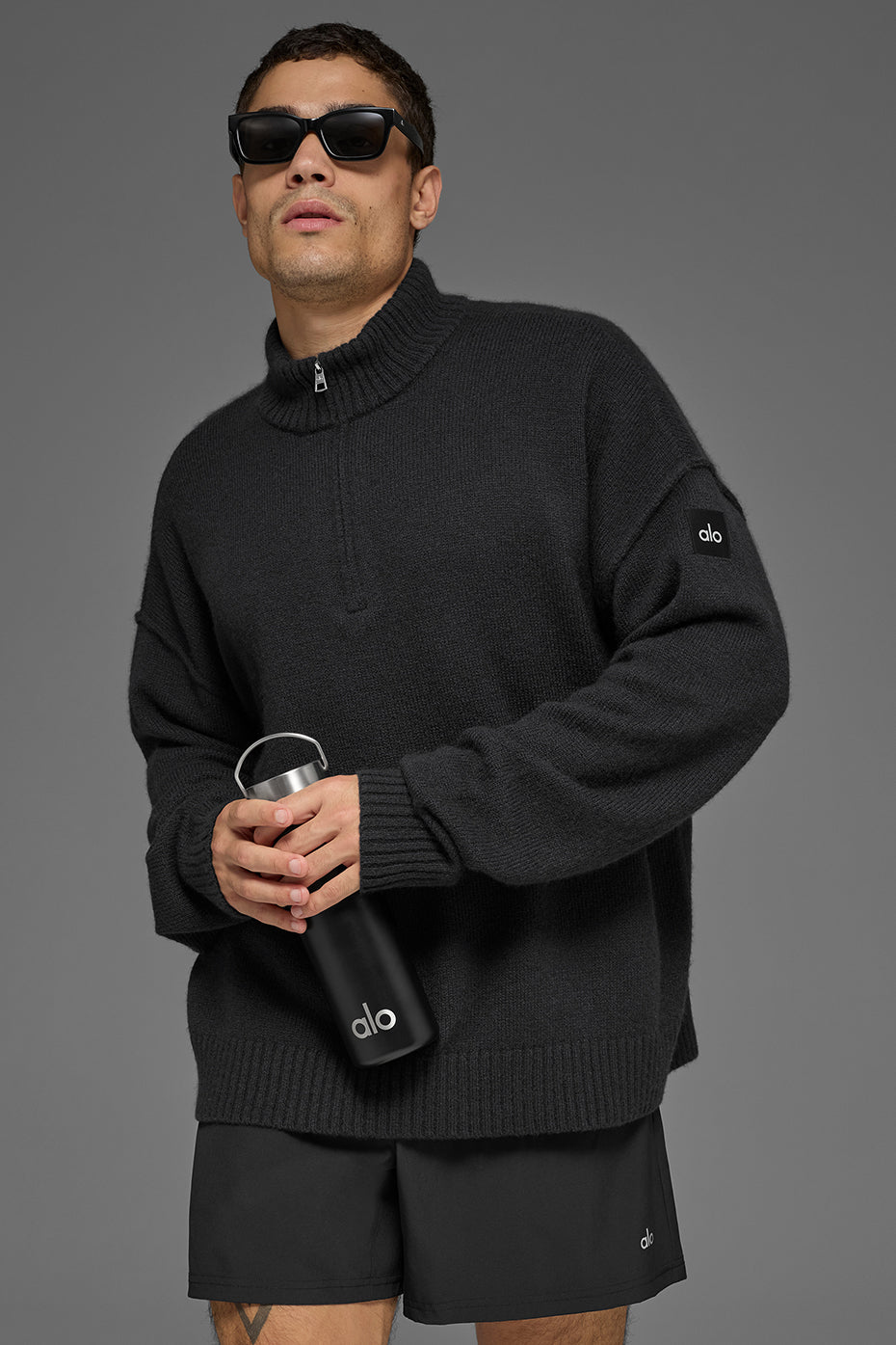 Wool Cashmere New Class 1/4 Zip Pullover - Black — photo 4