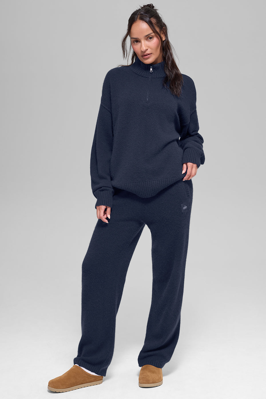 Wool Cashmere New Class 1/4 Zip Pullover - Navy — photo 5
