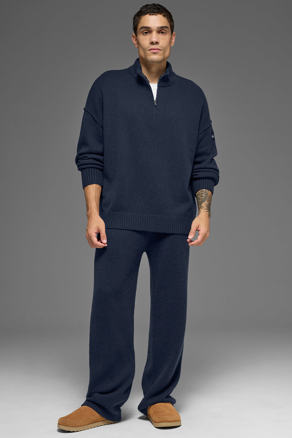 Wool Cashmere New Class 1/4 Zip Pullover - Navy — photo 5