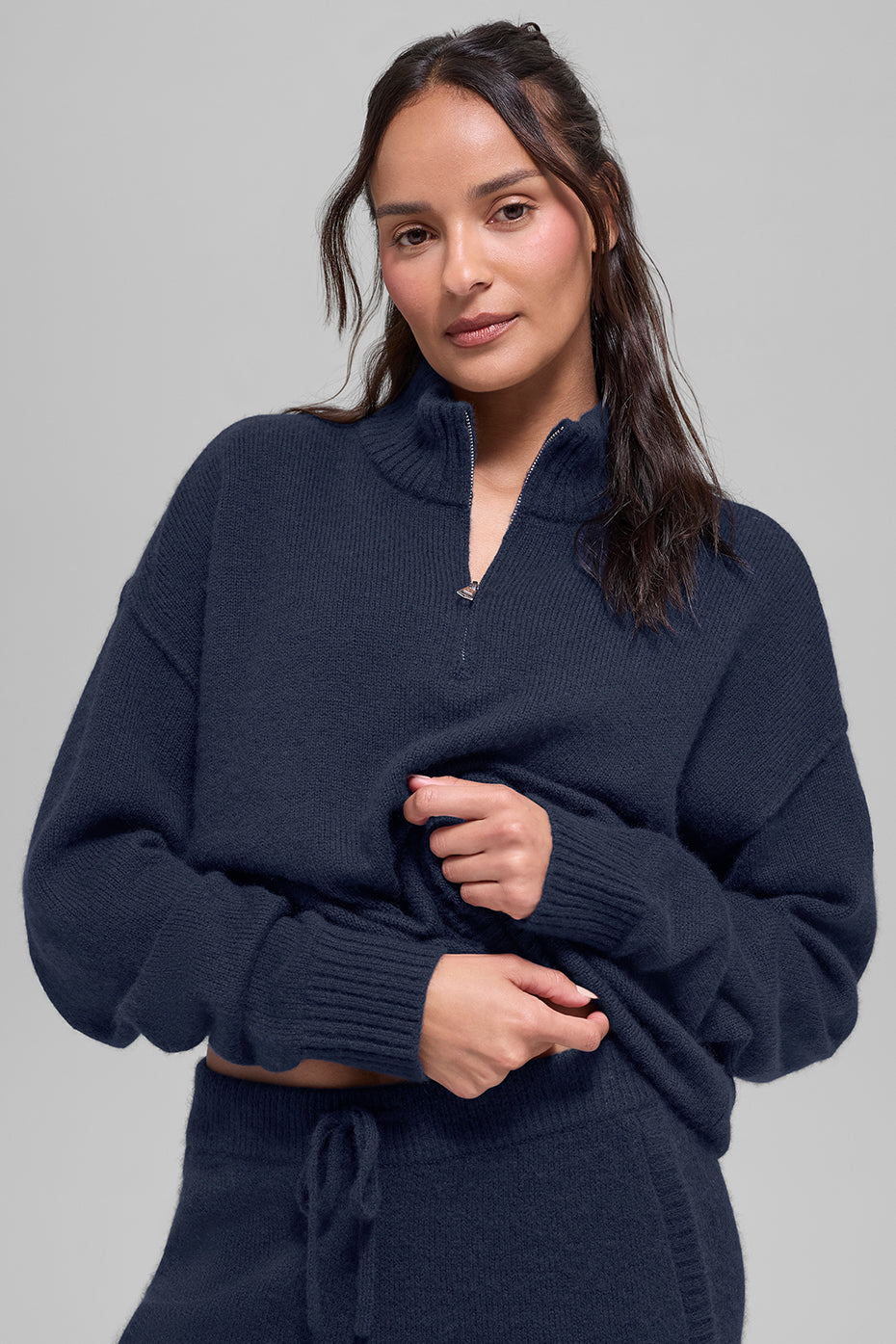 Wool Cashmere New Class 1/4 Zip Pullover - Navy — photo 1