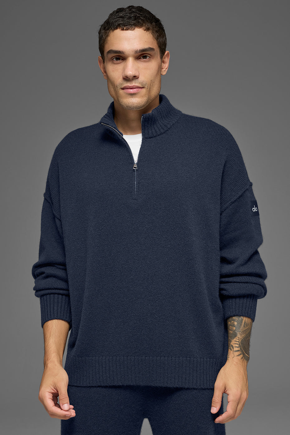 Wool Cashmere New Class 1/4 Zip Pullover - Navy — photo 1