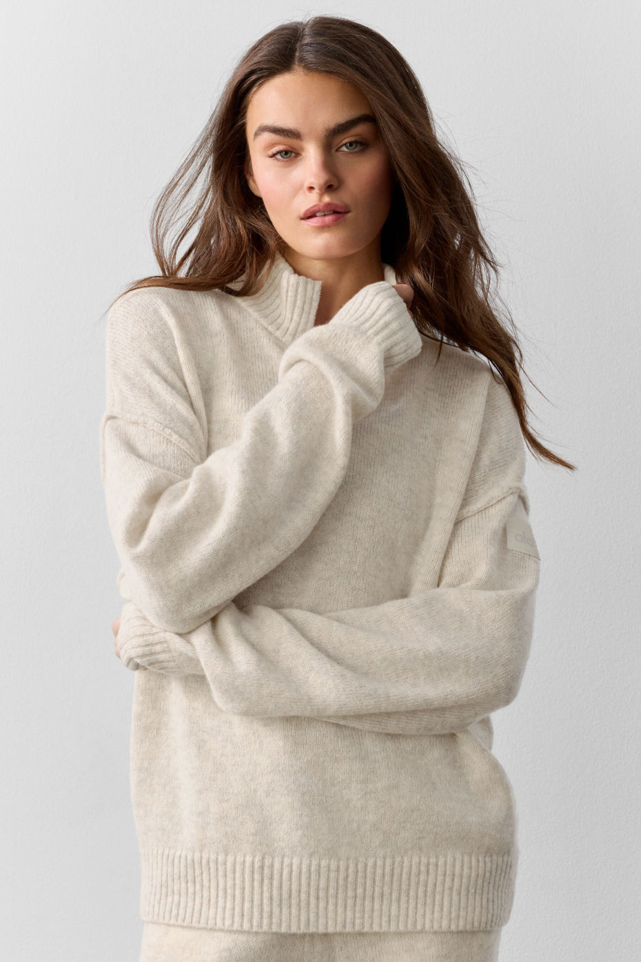 Wool Cashmere New Class 1/4 Zip Pullover - Oatmeal Heather — photo 3