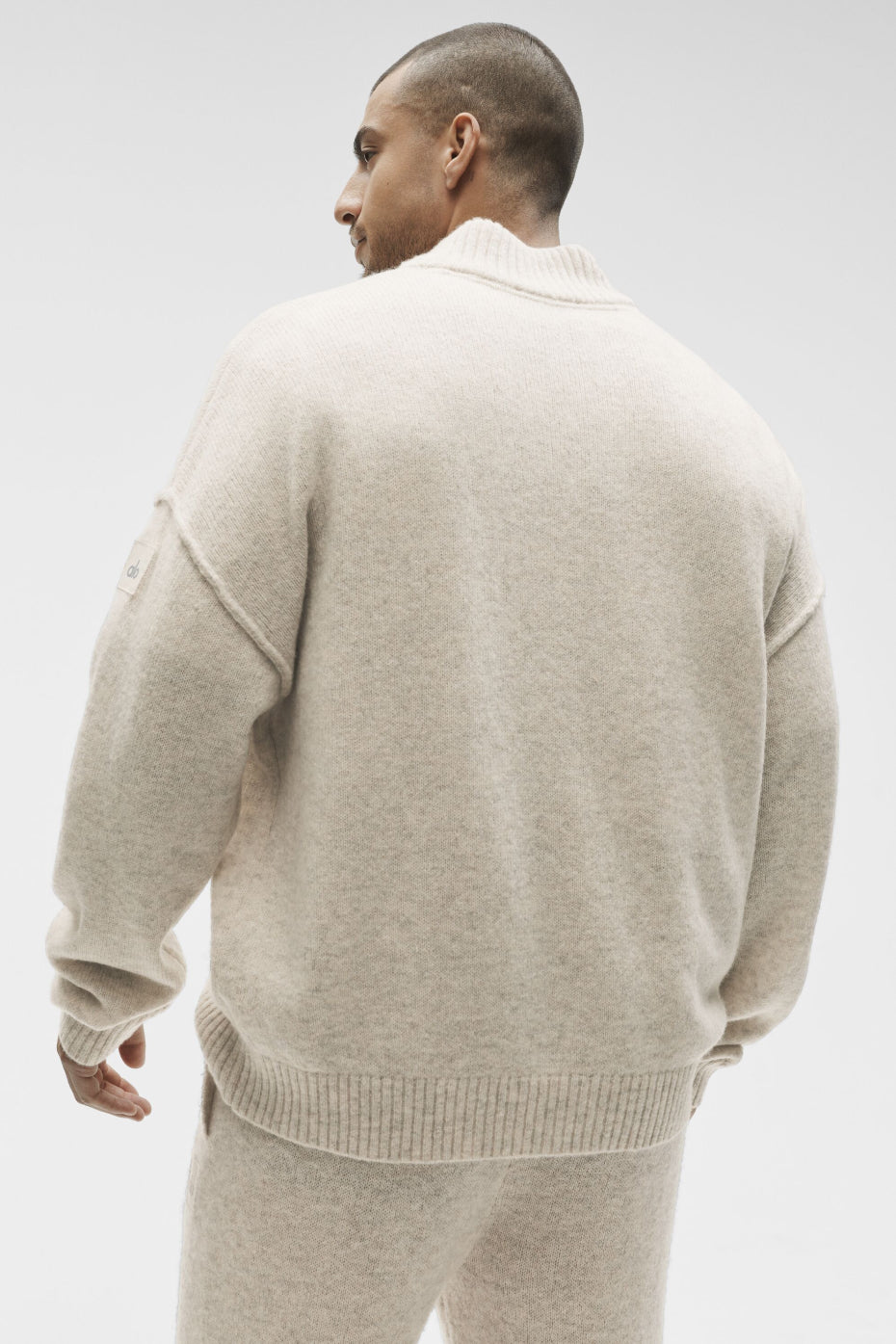 Wool Cashmere New Class 1/4 Zip Pullover - Oatmeal Heather — photo 2