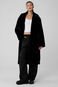 Oversized Faux Fur Trench - Black — photo 1