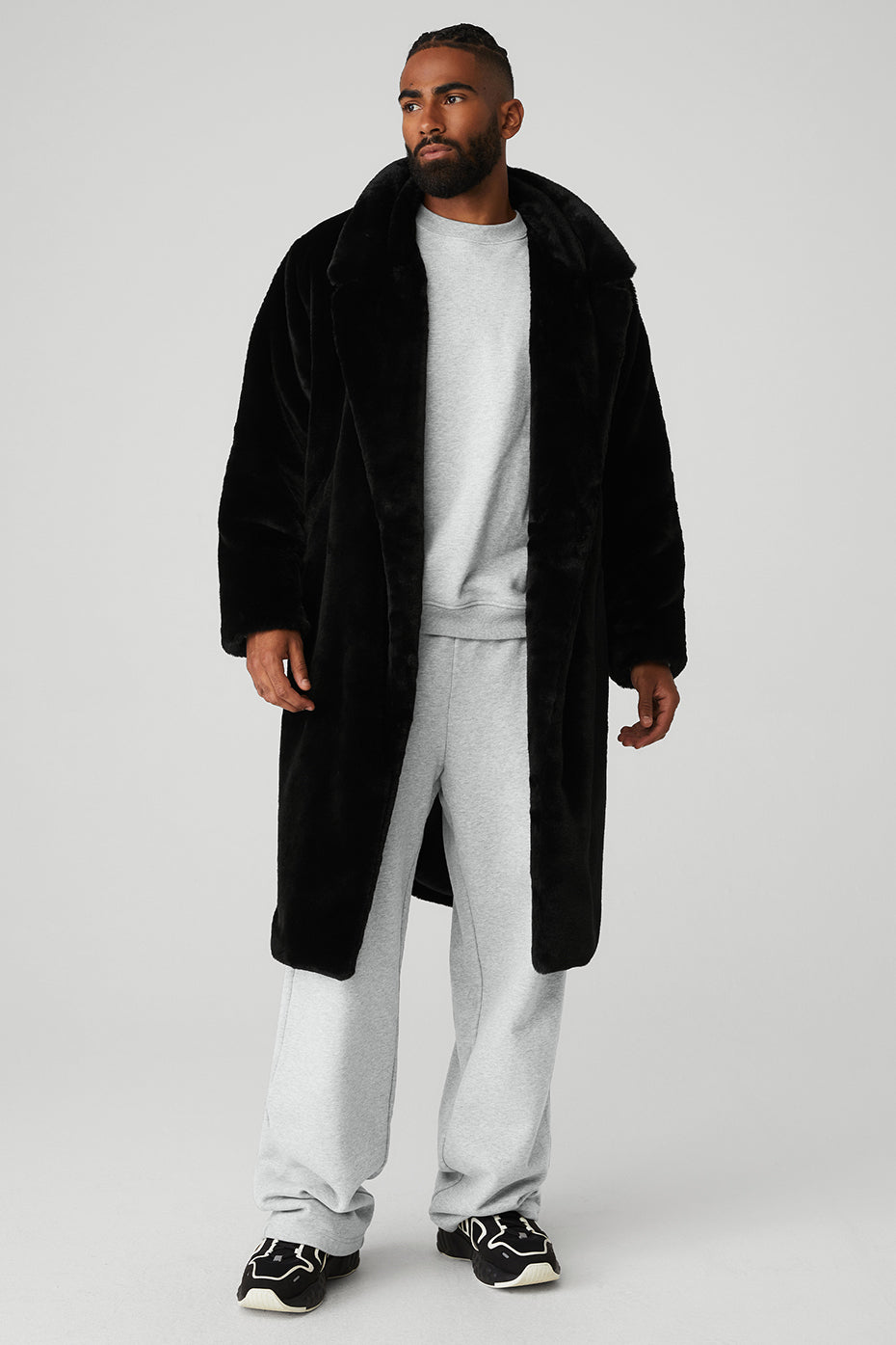 Oversized Faux Fur Trench - Black — photo 1