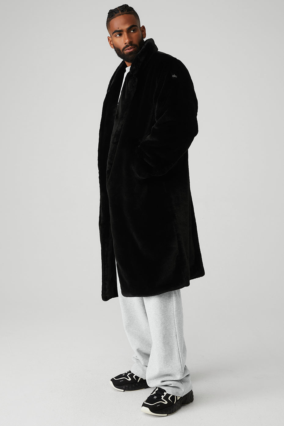 Oversized Faux Fur Trench - Black — photo 3