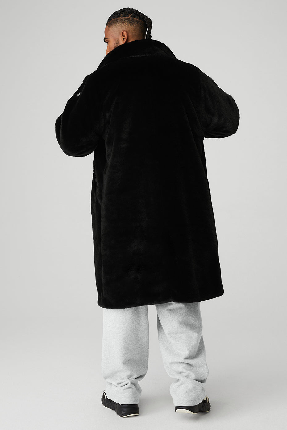 Oversized Faux Fur Trench - Black — photo 2