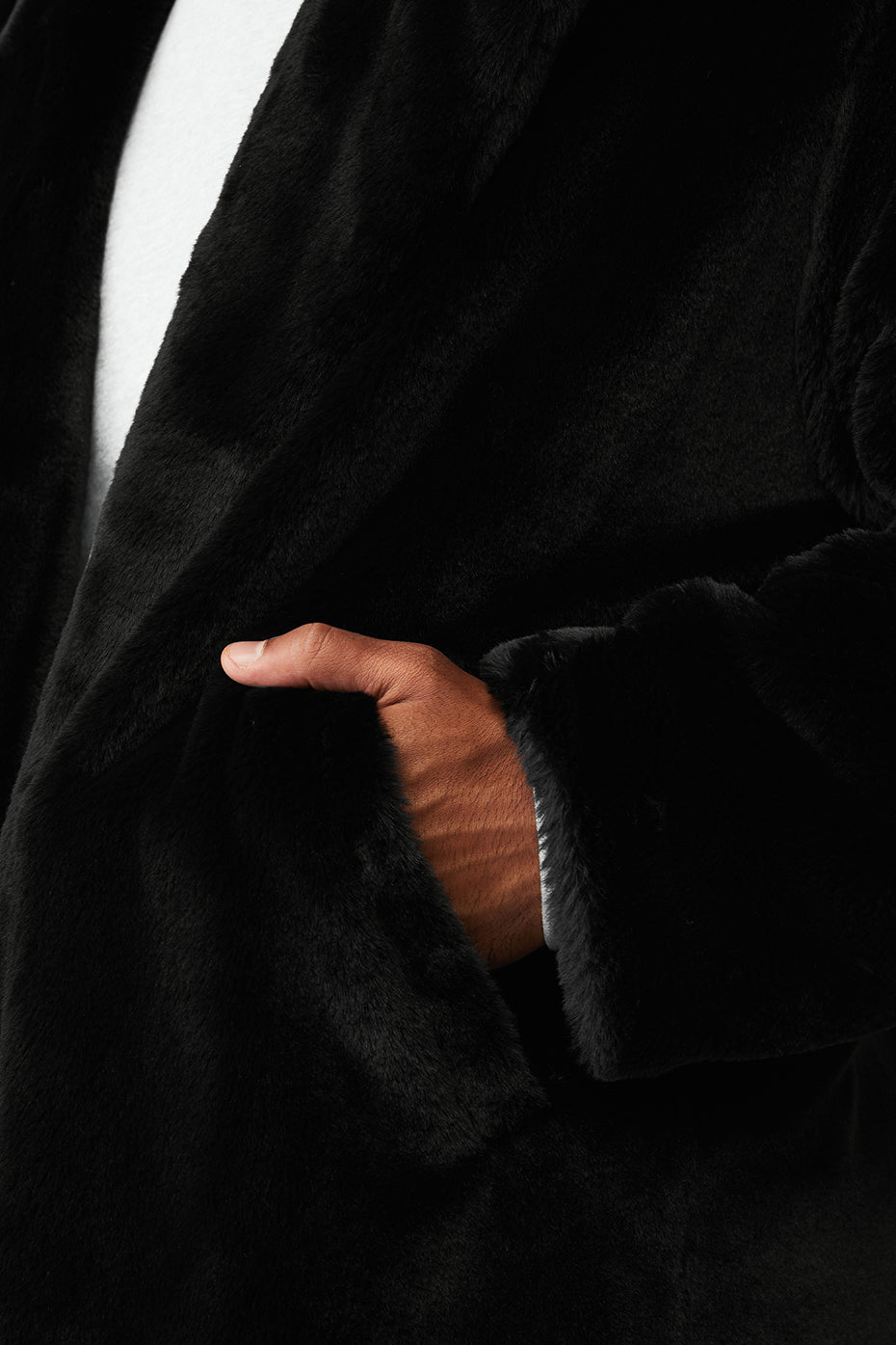 Oversized Faux Fur Trench - Black — photo 4