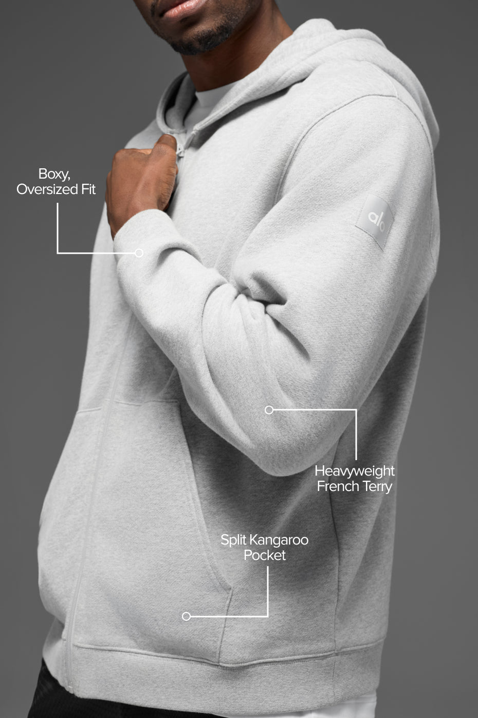 Renown Heavy Weight Full Zip Hoodie - Athletic Heather Grey — photo 2