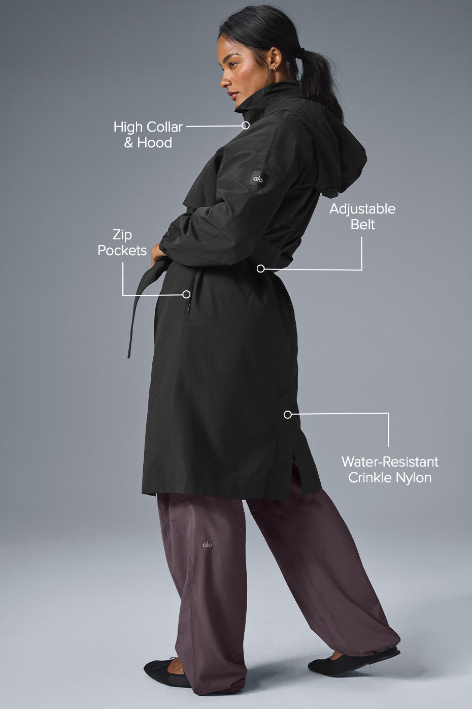 Crinkle On The Move Trench - Black — photo 2