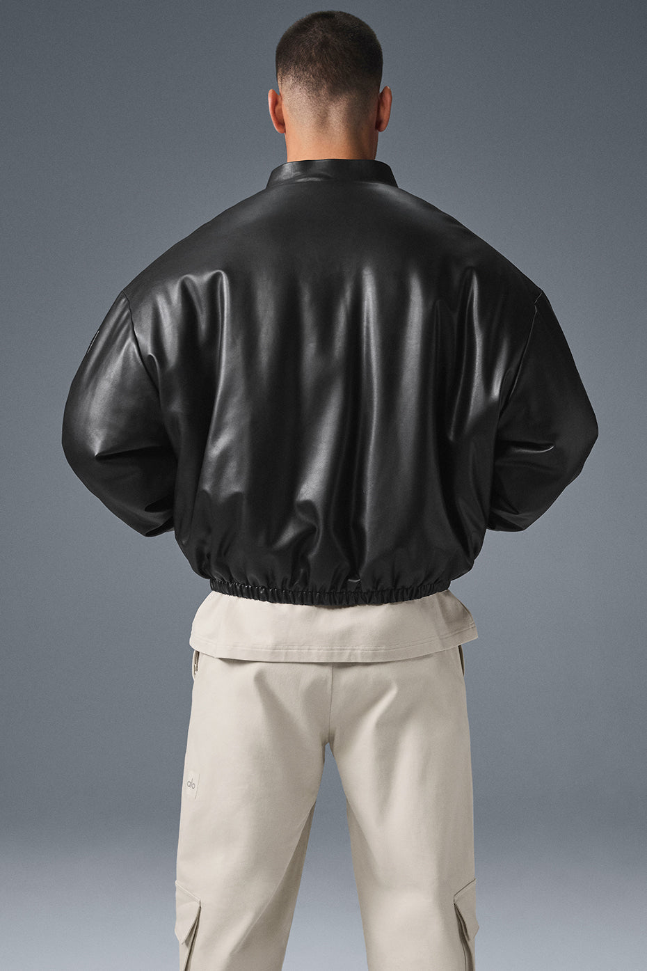 Faux Leather Premier Bomber - Black — photo 2