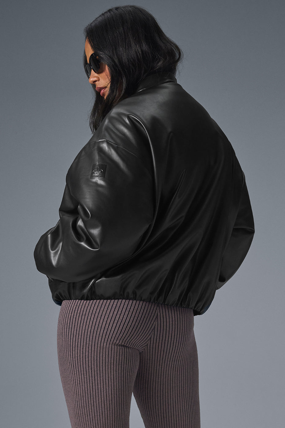 Faux Leather Premier Bomber - Black — photo 3