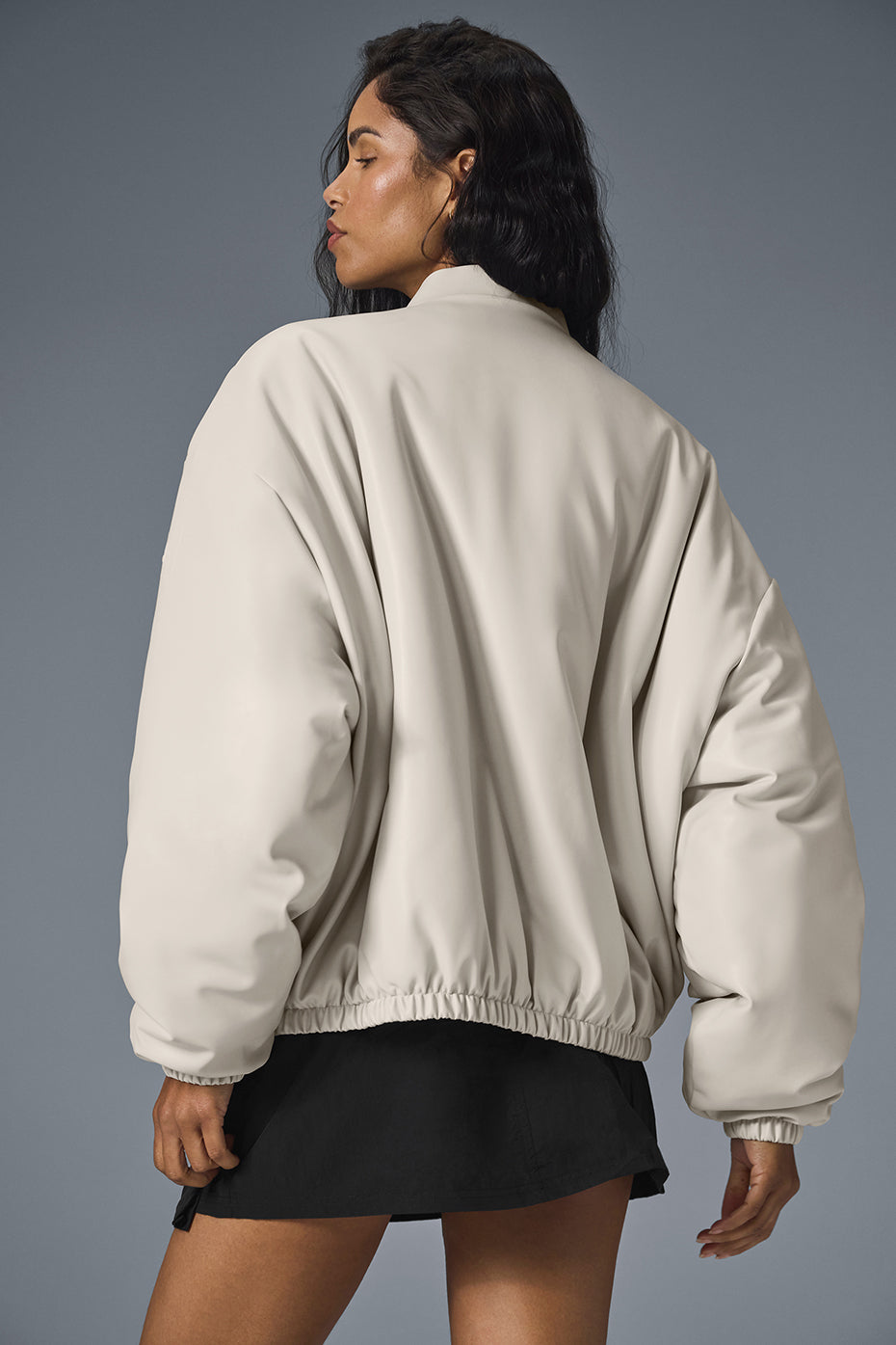 Faux Leather Premier Bomber - Bone — photo 3