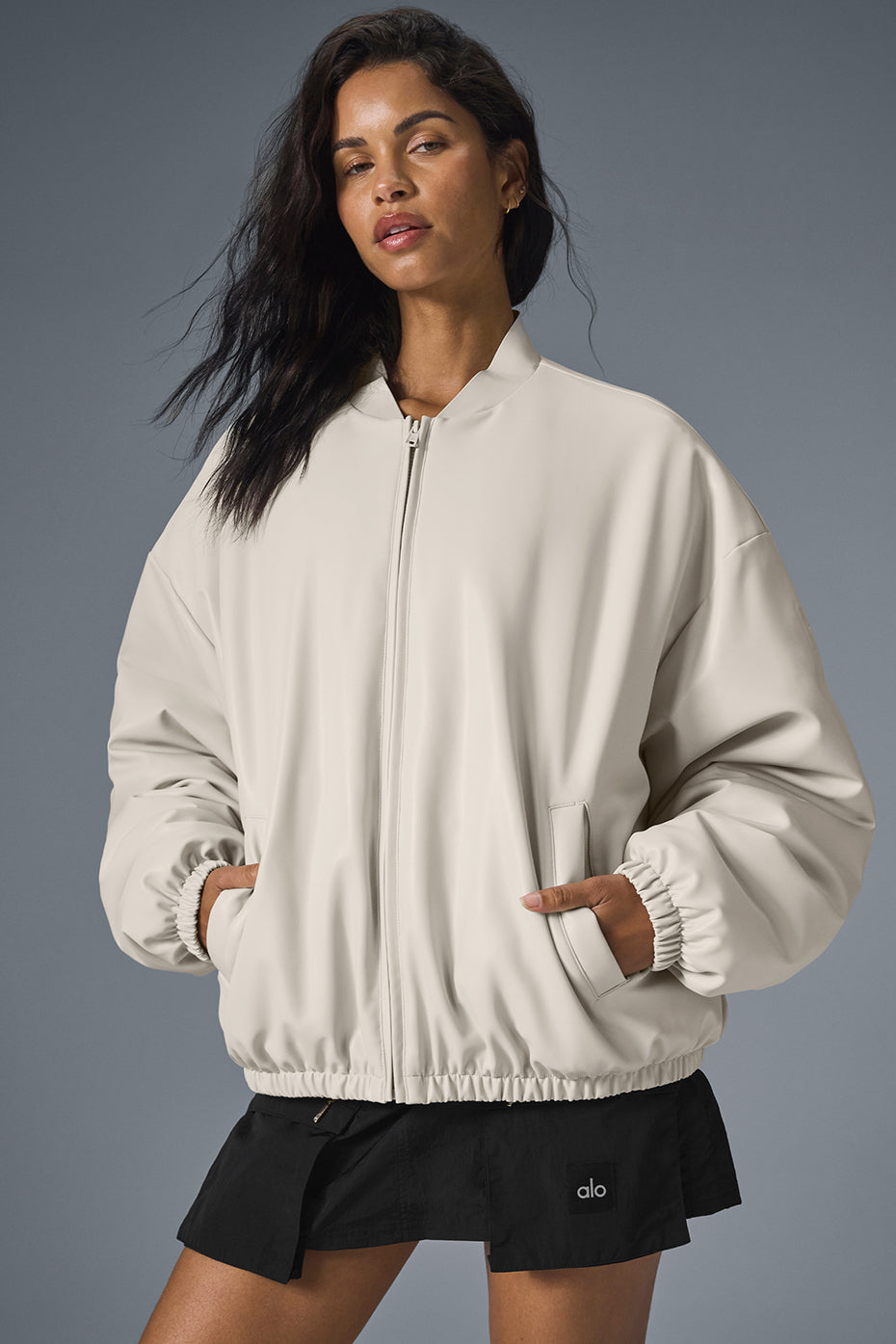 Faux Leather Premier Bomber - Bone — photo 4