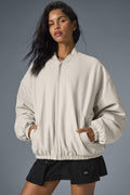 Faux Leather Premier Bomber - Bone — photo 4