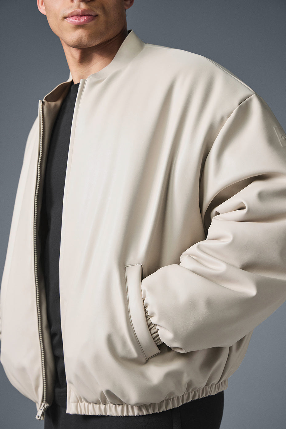 Faux Leather Premier Bomber - Bone — photo 4