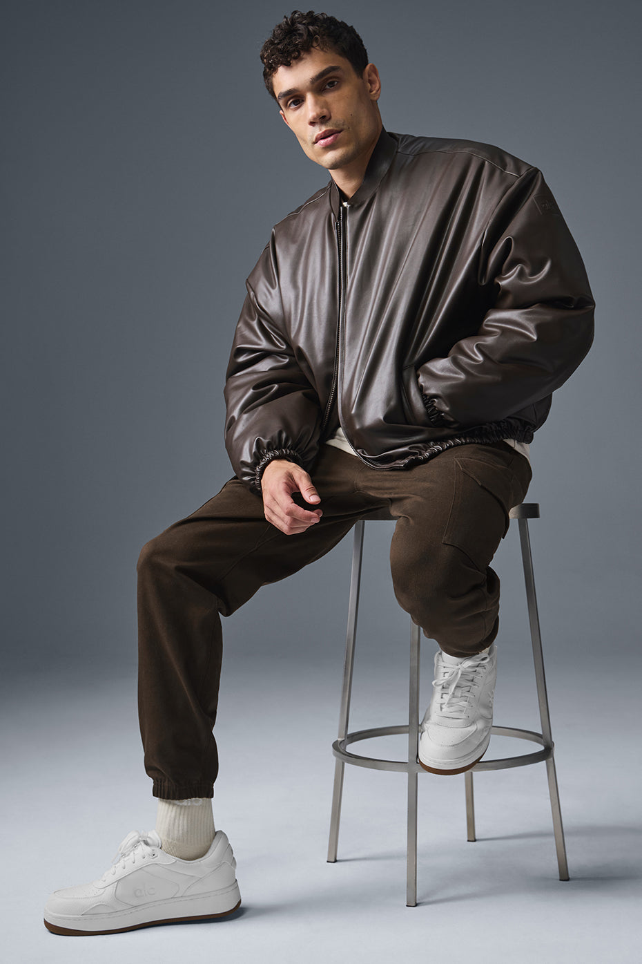 Faux Leather Premier Bomber - Espresso — photo 4