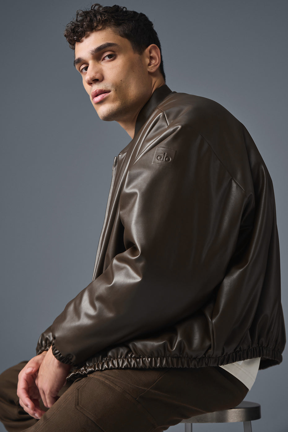 Faux Leather Premier Bomber - Espresso — photo 3