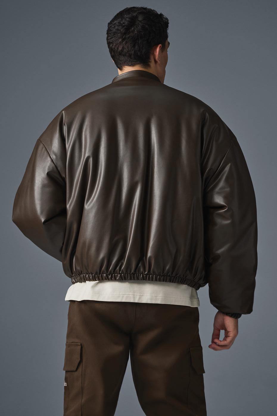 Faux Leather Premier Bomber - Espresso — photo 2