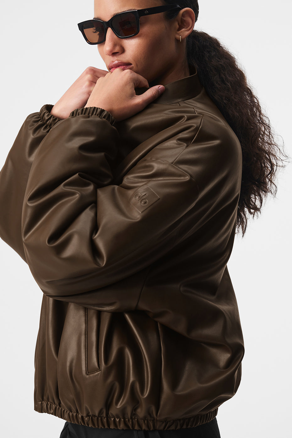 Faux Leather Premier Bomber - Espresso — photo 3