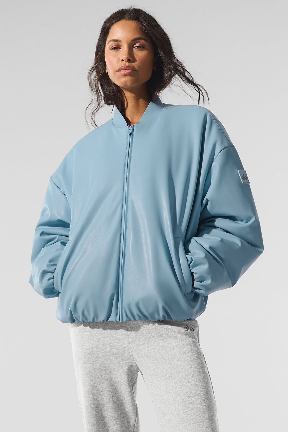 Faux Leather Premier Bomber - Celestial Blue — photo 1