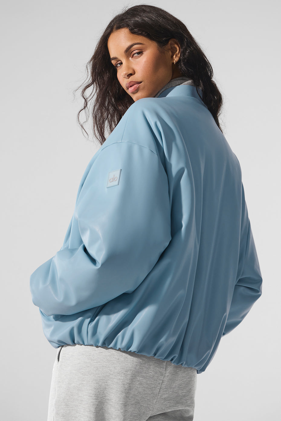 Faux Leather Premier Bomber - Celestial Blue — photo 2