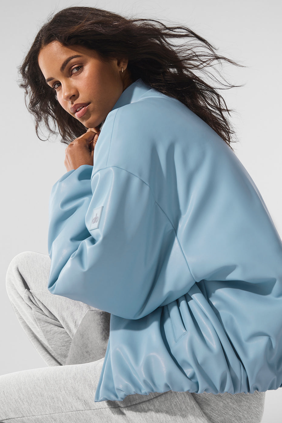 Faux Leather Premier Bomber - Celestial Blue — photo 4
