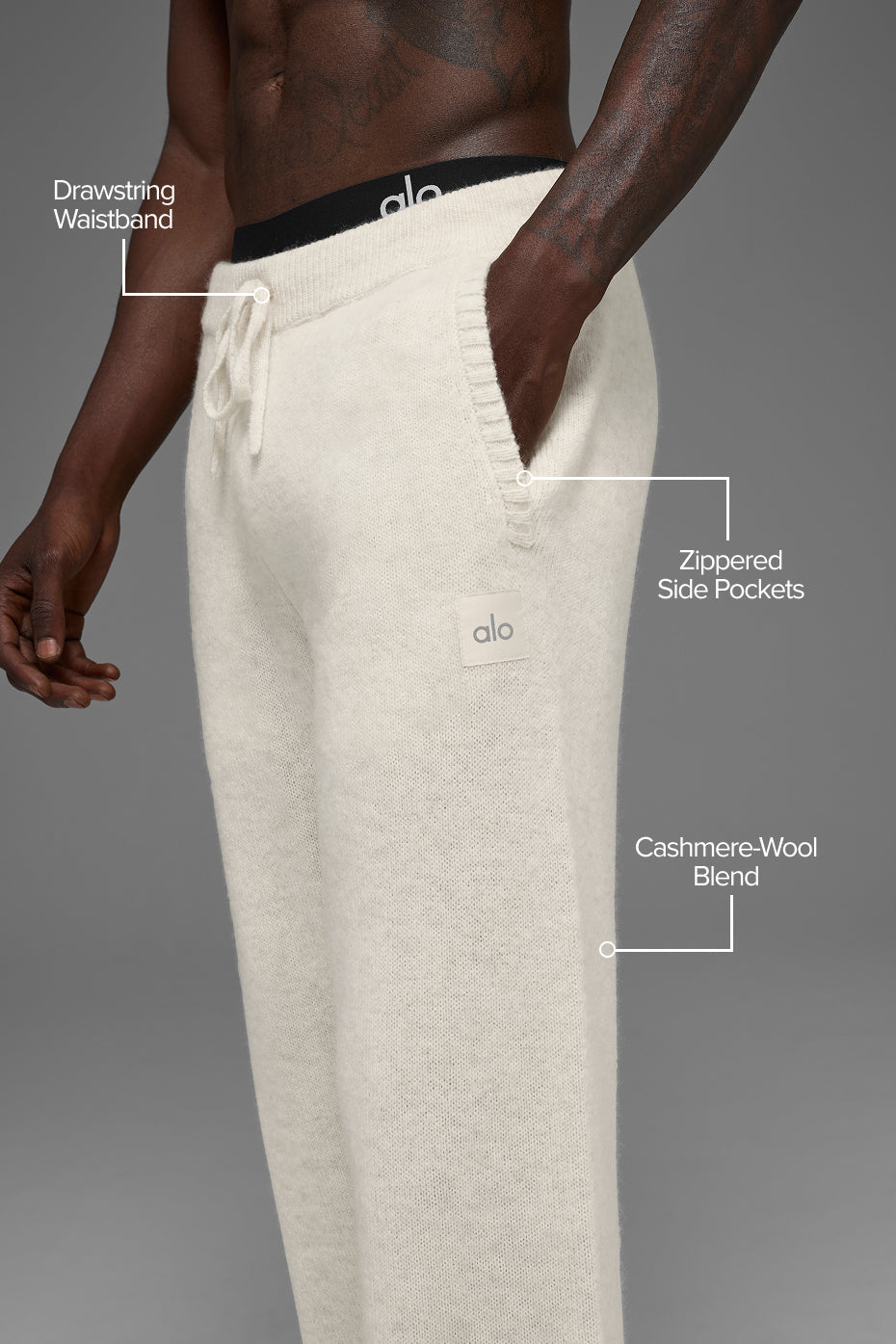 Wool Cashmere New Class Sweatpant - Bone Heather — photo 2