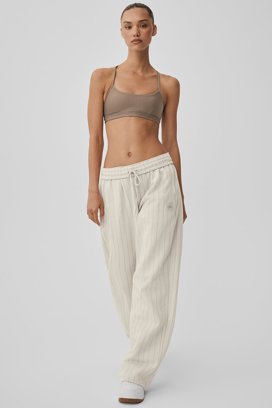 Pinstripe Straight Leg Sweatpant - Bone Pinstripe — photo 5