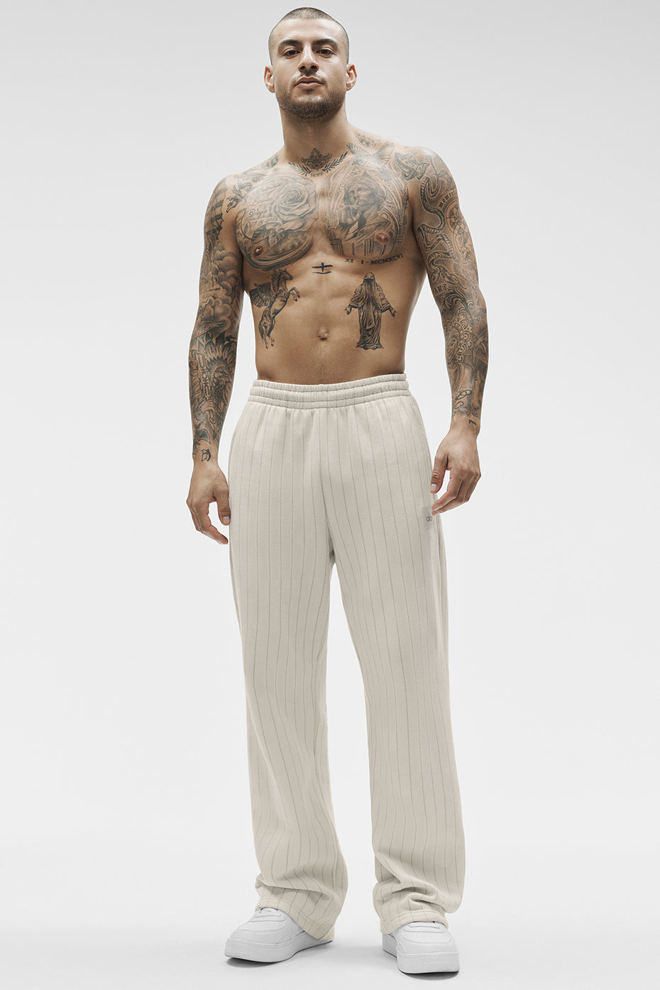 Pinstripe Straight Leg Sweatpant - Bone Pinstripe — photo 6
