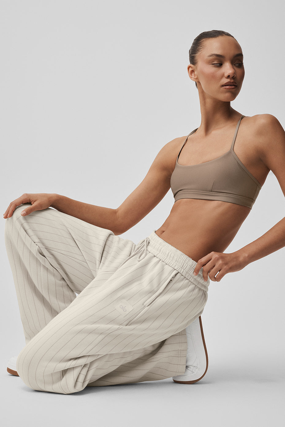 Pinstripe Straight Leg Sweatpant - Bone Pinstripe — photo 4