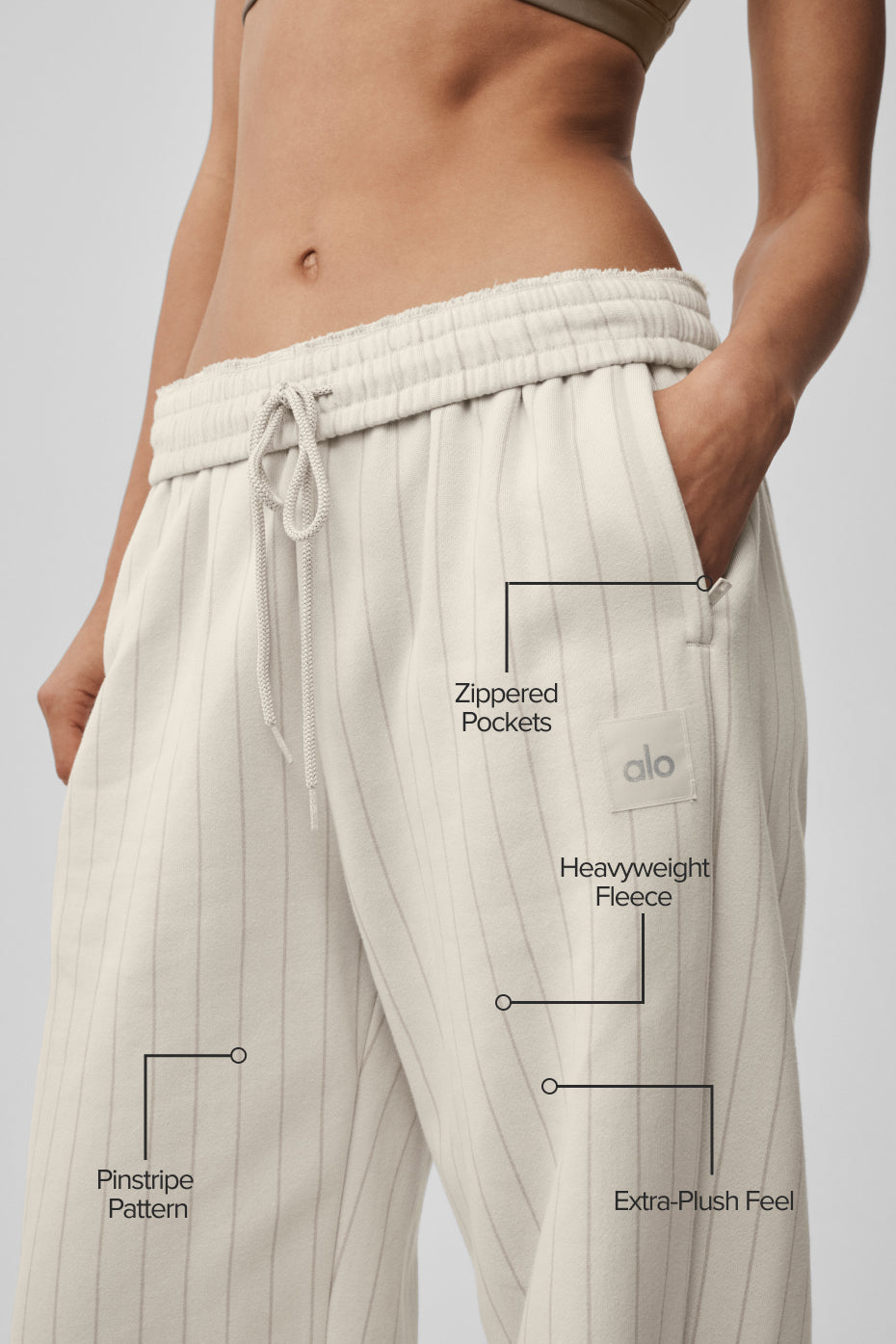 Pinstripe Straight Leg Sweatpant - Bone Pinstripe — photo 2