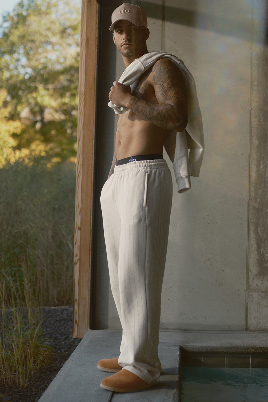 Pinstripe Straight Leg Sweatpant - Bone Pinstripe — photo 1