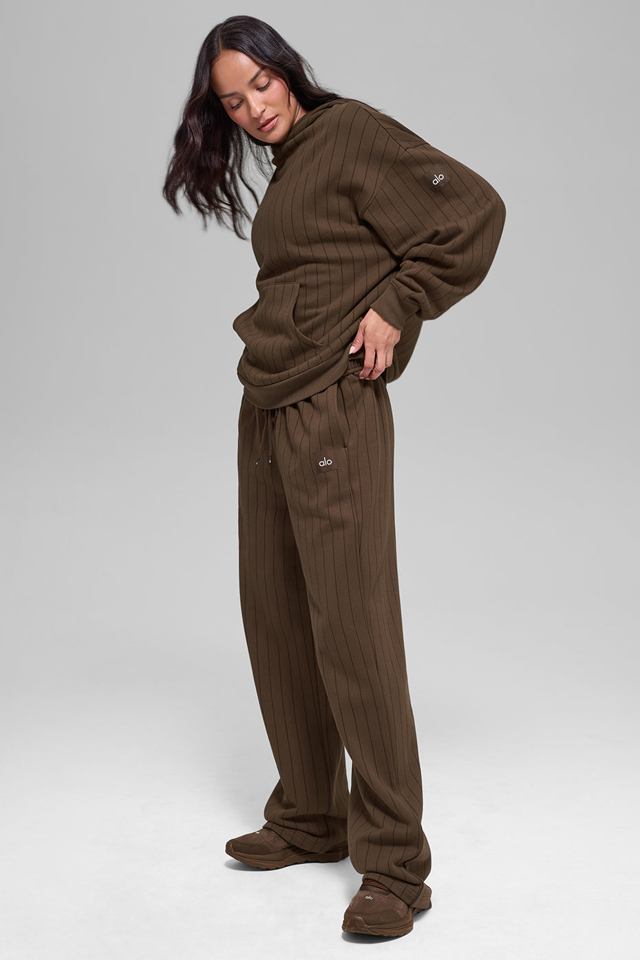 Pinstripe Straight Leg Sweatpant - Espresso Pinstripe — photo 5
