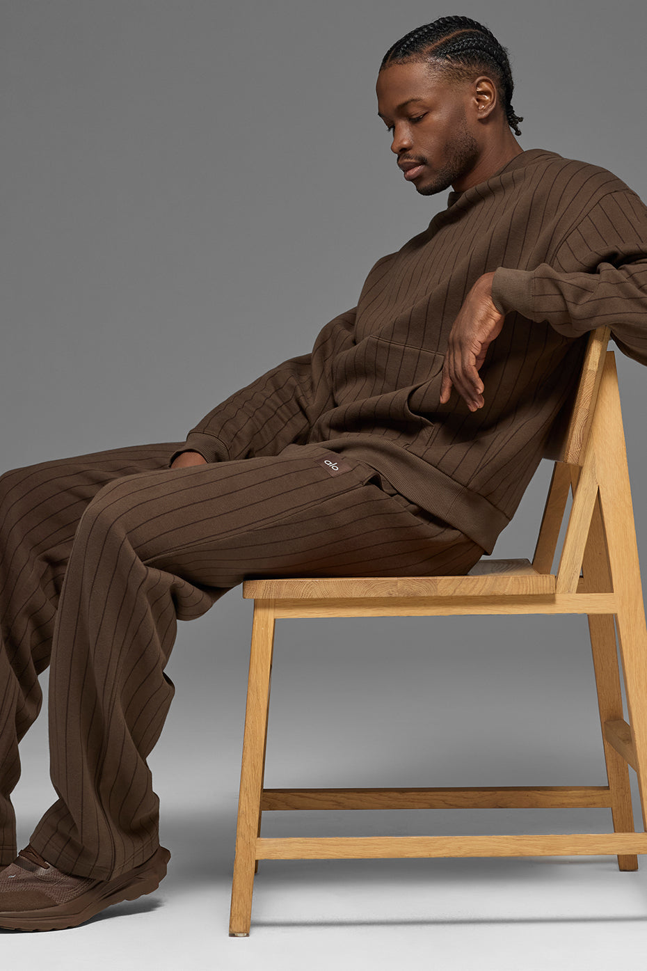 Pinstripe Straight Leg Sweatpant - Espresso Pinstripe — photo 5